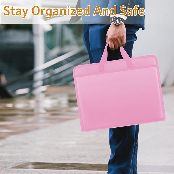 File Organizer Fireproof Expanding Accordion File Folder with Zipper Labels13 Pockets Document Organizer Holder Storage Box Bag for Business Office Receipt Home Travel