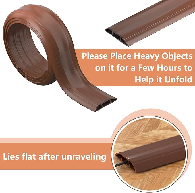 AGPTEK Heavy Duty Floor Cable Cover Cable Protector, 6.5 Ft Floor Cord Protector 3 Channels Floor Cord Cover (Mid Channel 0.93") Contains Cords, Cables and Wires, Good for Office, Home, or Outdoor