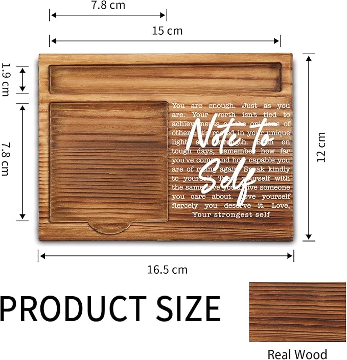 Note to Self You are Enough Sticky Note Holder, Empowering Self Love Desk Gift for Women Teens, Inspirational Mental Health Wooden Office Decor, Affirmation Note Pad Holder ZSS88