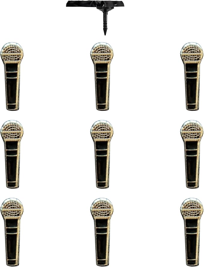 Microphone Push Pins - Microphone Map Pins for Cork Boards, Maps, or Lapel Use - Designed in USA - Set of 10