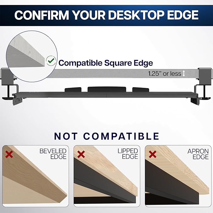 VIVO Extra Long Clamp-on Computer Keyboard and Mouse Under Desk Slider Tray, 34 x 11 inch Pull Out Platform Drawer, White, MOUNT-KB15EW