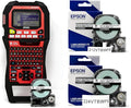 LABELWORKS Epson LW-PX900 Industrial Label Maker and Black on White Vinyl Tape Bundle