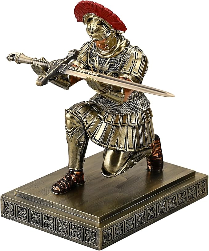 Roman Legion Soldier Knight Pen Holder Pen Stand Desk Organizers and Accessories for Office and Home(Bronze)