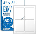 4" X 5" Matte White Printable Labels for Inkjet and Laser Printers - 500 Sheets, 2000 Custom Stickers for Shipping Labels, Address Stickers, Organization - Spartan Industrial Template R022