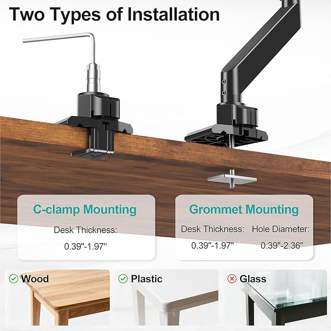 MOUNT PRO Heavy Duty Monitor Arm for 49 inch Ultrawide Screen up to 44 lbs, Single Desk Computer Mount Curved Monitor Stand for Samsung Odyssey G9, Adjustable Gas Spring VESA Mount 75x75 100x100