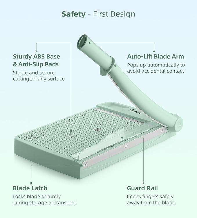 Firbon 12" Guillotine Paper Cutter, Heavy Duty 12-Sheet Capacity Trimmer for Cardstock, Photos, Scrapbooking, Office, Classroom, Studio (Morandi)