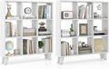Giantex 9-Cube Open Bookcase of 2, 3-Tier Freestanding Bookshelf with 4 Slanted Legs & 6 Removable Shelves, Modern Cubby Storage Organizer, Wood Display Book Shelf for Living Room Bedroom Study, White