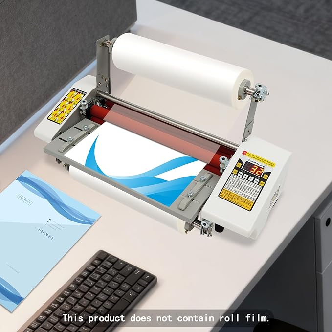 Laminator Machine, Hot and Cold Roller Laminating Machine, Single/Dual Sides Thermal Laminating, Digital Display, Exit Button for Paper, Documents, Photos, Cards, 110V