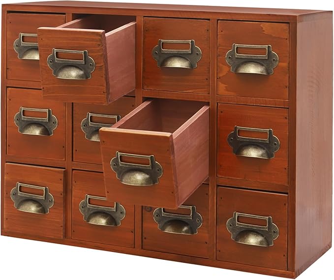 Vintage 12-Drawer Storage Cabinet – Multipurpose Desktop Organizer for Office, Craft & Home