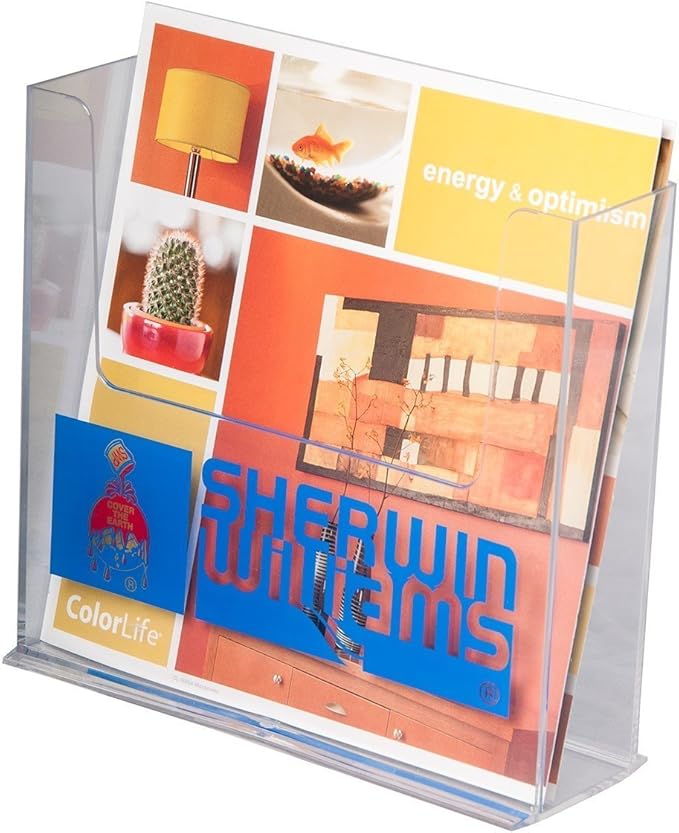 Clear-Ad - LHF-S150 - Acrylic Free Standing Bifold Brochure Holder Up to 7.5" – Plastic Desktop Rack for Pamphlets, Flyers, Booklets, Catalogues (Pack of 4)