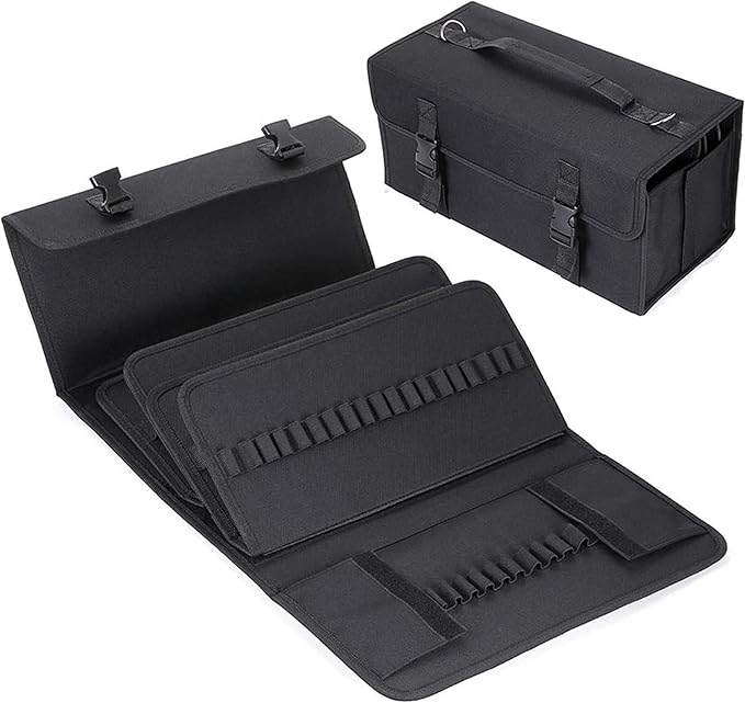 Marker Case, 171 Slots Black Alcohol Marker Case Markers Carrying Bag Holder for Art Sketch Marker, Permanent Paint Marker, Dry Erase Marker, Repair Marker Pen, Color Highlighte Art Supplies
