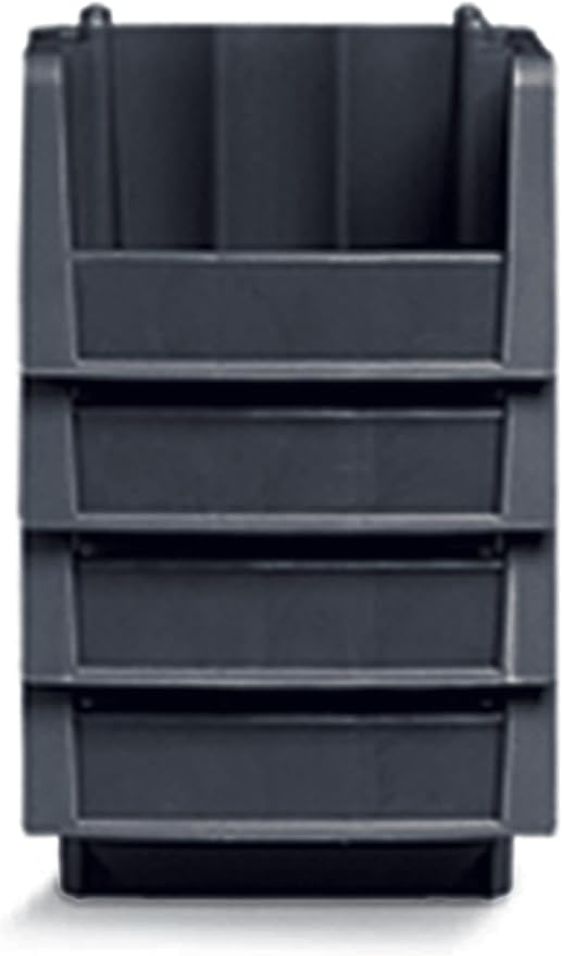 Akro-Mils 30778 Economy Stacking Shelf Plastic Storage Bins, (18-Inch x 8-3/8-Inch x 7-Inch), Black (8-Pack) (30778BLACK)