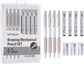 languo 0.3mm Mechanical Pencil Set with Case, 4PCS Drafting Mechanical Pencils Kit – 4 Tubes HB Lead Refills, 3 Erasers, Ideal Pencil Set for Writing & Drawing
