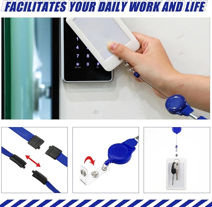 Windyun 108 Pcs Breakaway Lanyard with Safety ID Bulk Retractable Lanyards Flat Neck Straps (Blue)