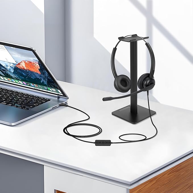 Xintronics Wired Headphones with Mic, USB Headset with Microphone for PC Stereo Computer Headphones for Laptop PC Mac Zoom Teams Call Center Home Office