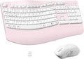 Ergonomic Wireless Keyboard and Mouse Combo, Wave Keys Keyboard with Wrist Rest for Natural Typing, 3 DPI Adjustable Ergonomic Silent Mouse for Computer/Laptop/Windows/Mac (Pink)