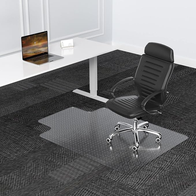 HOMEK Office Chair Mat for Low Pile Carpeted Floors - 30" x 48" Clear Carpet Chair Mats for Home & Office, Studded Floor Mat for Office Chair on Carpet
