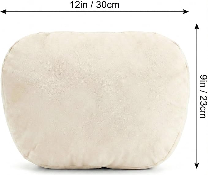 2PCS Car Pillow for Car Neck Pillow for Driving Seat Lumbar Support Soft Cushion with Extra Filling Accessories Back Support for Travel Nap and Trips Sleeping(Beige, Head)