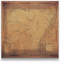 Conquest Maps Push Pin Arkansas Map Board - With Push Pins to Mark Arkansas Travel - Handmade in Ohio, USA - Design: Golden Aged