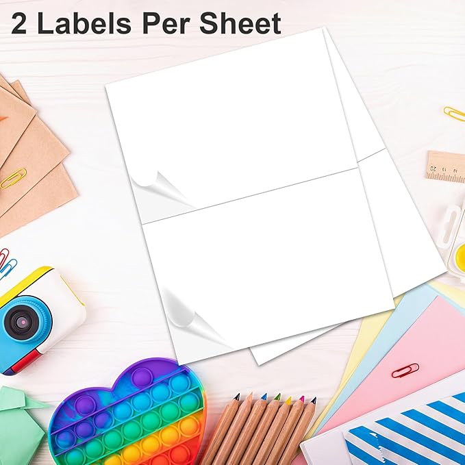 InpourPack 1000 Half Sheet Self Adhesive Shipping Labels, 8.5" x 5.5" Address Labels Laser/Ink Jet White Blank Shipping Stickers(500 Sheets)