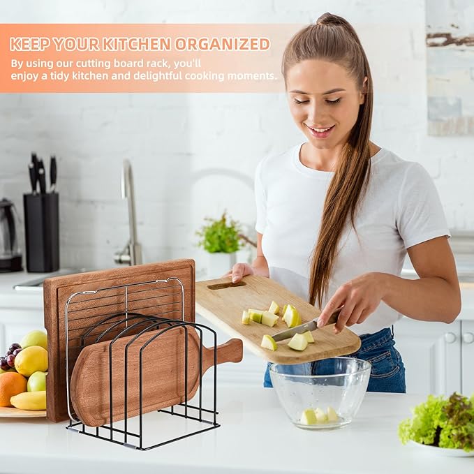 5-Slot (One Size Slot) Cutting Board Organizer, Bakeware Organizer, and Kitchen Cabinet Organizer for Baking Trays and Cookie Sheets - Black - 1pc
