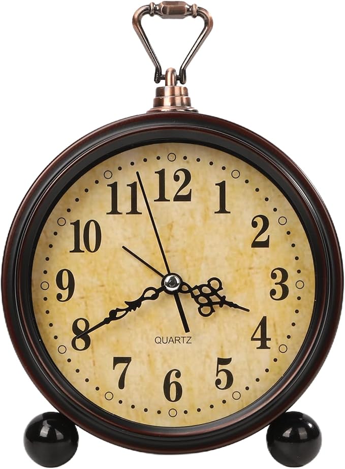 Loud Alarm for Deep Sleepers Desk Vintage Alarm Clock 5.25 inch Small Battery Operated Retro Clock Bedroom Live Room Decor Gift Clock