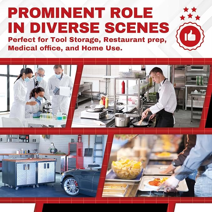 DuraSteel 30x48 NSF Stainless Steel Cart - Heavy Duty Food Prep Table with Undershelf - Rolling Kitchen Island on Wheels for Commercial Restaurant Kitchen, Garage, Outdoor Cooking, BBQ Grill, Counter