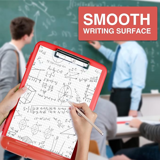 Sooez Clipboard with Storage, High Capacity Nursing Clip Board 8.5 x 11 with Pen Holder & Low Profile Clip, Plastic Clipboards Case Box, Teacher Must Haves School Office Supplies,Letter Size/ A4