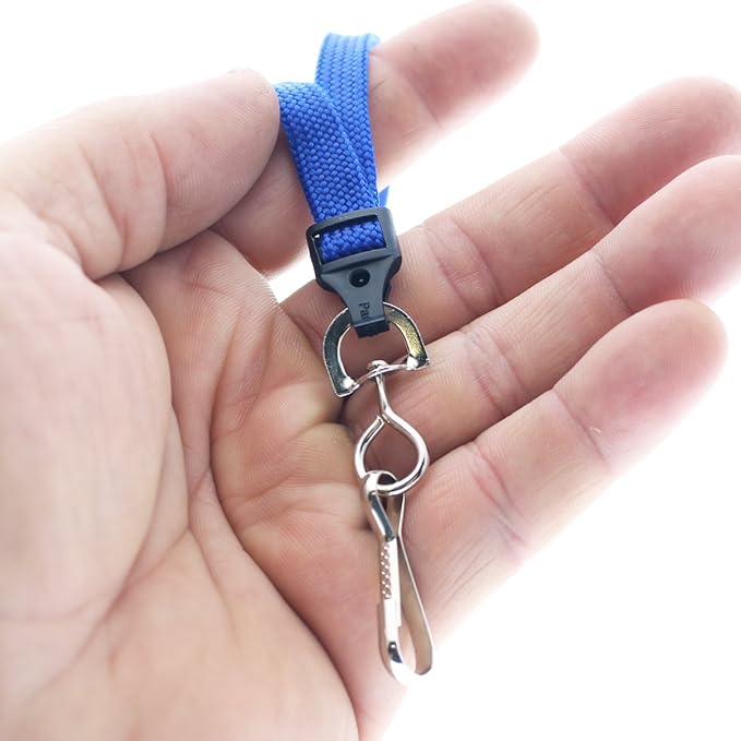 Specialist ID Bulk 25 Pack - Premium Flat Breakaway Lanyards for ID Badges & Badge Holders - 3/8" Wide Woven Safety Lanyard with Metal Swivel Hook for Teachers, Students, Cruise, Office (Royal Blue)