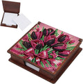 Wooden DIY Tulip Bouquet Diamond Art Notecard Box – DIY Gem Art Sticky Note Holder for Adults 160 Sheets Memo Pad Storage