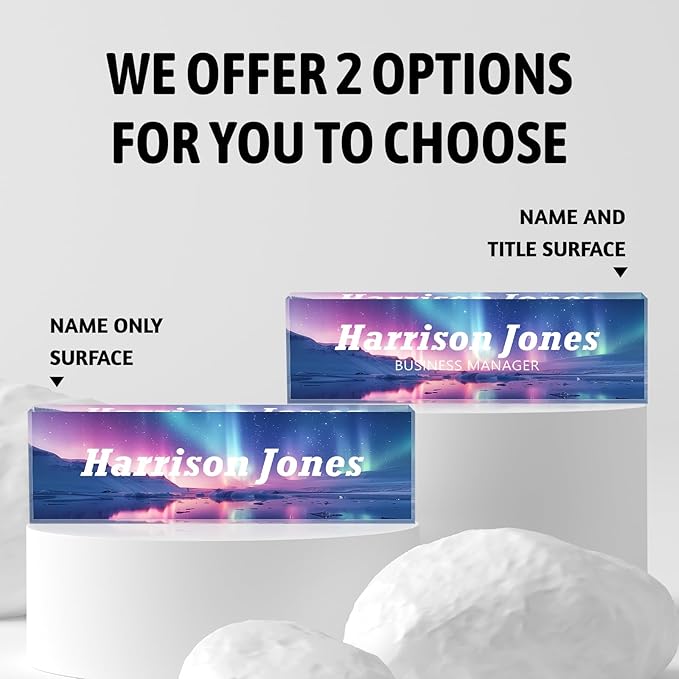 Personalized Name Plate for Desks, Custom Desk Name Plates, Acrylic Name Plate Office Desk Accessories, Personalized Office Gifts for Coworkers Teachers, Employee Appreciation Gifts (B-Purple Aurora)