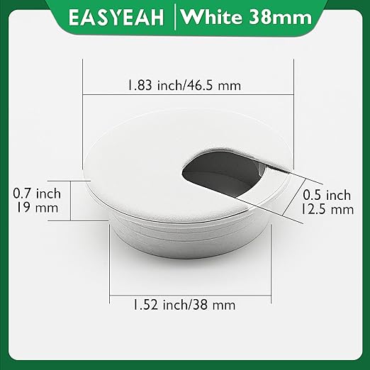 10 Pcs Desk Grommet 1-1/2" / 38 mm, Desk Cord Hole Cover, Cable Grommet ABS Plastic, Desk Hole Grommet for Home & Office Pc, Detachable Cable Cord Organizer-White