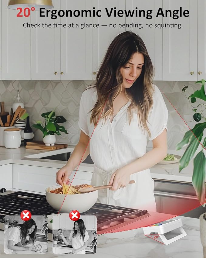 Digital Kitchen Timer for Cooking - 4 Channel Count Up Countdown Timer with Loud Alarm and Silent Mode, Large Display, Magnetic Back, Auto Memory for Classroom Study Gym, Battery Included (White)