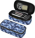 Kids Adults Camo Style Pencil Case Blue Pencil Box for Boys Men Girls Women, Portable Canvas Storage Pouch Marker Pen Organization Bag, Desk Office Organizer Travel Bag