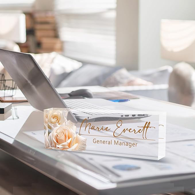 Custom Name Plate for Desk | Personalized Desk Name Plate | Personalized Boss Employee Appreciation Gifts | Acrylic Name Plate Office Desk Accessories