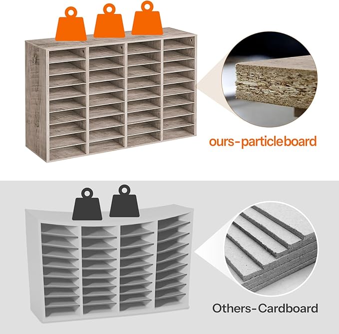 HOOBRO Wooden Literature Organizer, 36-Slot Mail Sorters, Removable Classroom Mailbox, Student Mailboxes for Classroom, Paper Storage Organizer, for Home, Office, Study, Classroom, Greige BG36WF01