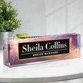 Custom Acrylic Name Plate for Desk, Employee Appreciation Gifts, Office Decor, Personalized, Funny Gifts for Coworkers Boss Teacher (Purple/Gold)