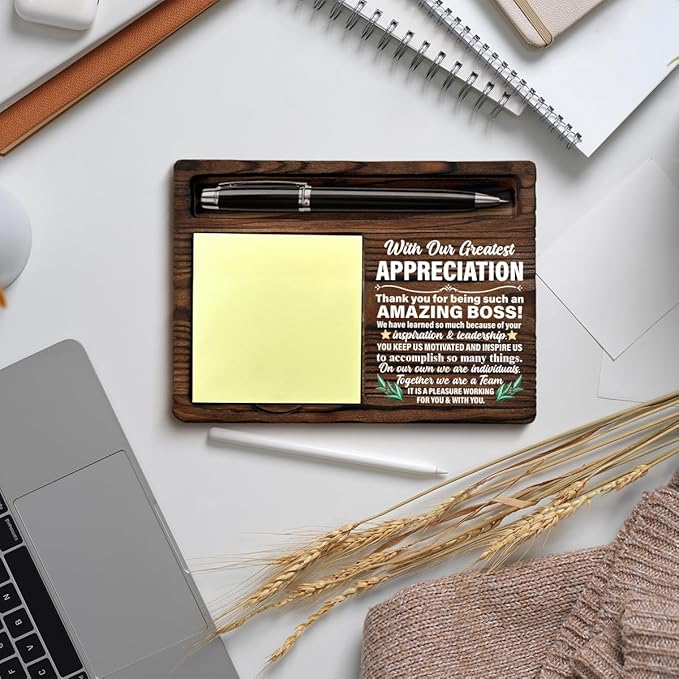 Boss Appreciation Gifts for Men, Gifts for Bosses Boss's Day Thank You Retirement Going Away Birthday, Best Boss Gift Sticky Note Holder for Office Decor