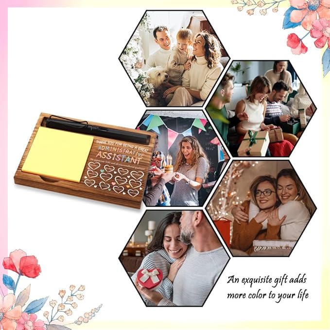 FOUGSTA Appreciation Gifts for Administrative Assistant, Inspirational Office Decor Gifts for Administrative Assistant,Wooden Sticky Note Holder With Inspirational Quotes,16.5 x 12 x 1.5 cm,XXN40