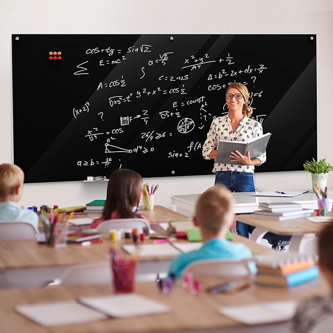 MaxGear Glass Whiteboard Wall Mounted, Frameless Magnetic Dry Erase Board, Tempered Glass, Steel-Backed, Non-Porous Smooth Surface, Floating Design, Accessories Included, for Office Home Classroom