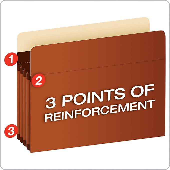 Pendaflex Expanding Accordion File Pockets, Extra Durable, Expands 3.5", Legal Size, Reinforced with Dupont Tyvek Material, 10/Box (15423), Brown