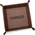 Lifetime Creations Personalized Valet Tray (Brown) - Custom Engraved Vegan Leather Snap Catchall, Gifts for Groomsmen