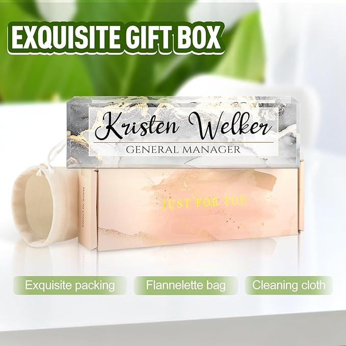 Name Plate for Desk, Desk Name Plate Personalized, Office Decor for Women Men, Acrylic Desktop Accessories, Office Gifts for Boss Nurse Teacher Coworker, Employee Appreciation Gift (Silver/Gold)