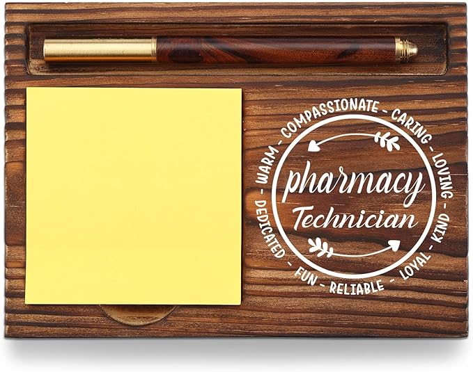 Pharmacy Technician Gift Sticky Note Holder, Appreciation Thank You Gifts for Pharmacy Technician Crew Pharm Future Pharmacist Pharmacology Pharm Self-Stick Note Pad Holders Desk Organizer TZP29