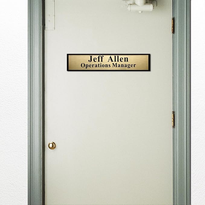 Personalized Name Plate for Door or Wall, 2 * 10 inch Custom Office Aluminum Door Name Plates with Two Lines Custom Text, Office Gifts for Coworkers Boss Teacher, Employee Appreciation Gifts