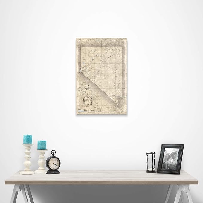 Push Pin Nevada Map Board - With Push Pins to Mark Nevada Travels - Handmade in Ohio, USA - Design: Rustic Vintage