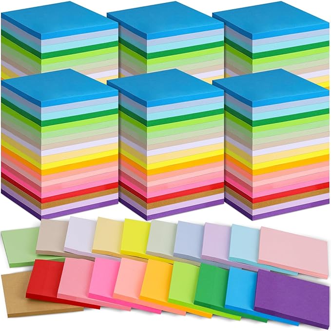 100 Pack Sticky Notes Bulk 3 x 3 in Self-Stick Note Pads Colorful Posted Note in 20 Colors Adhesive Paper Memo 50 Sheets/Pad Easy to Post for Office Home School Meetings Notebook Wall Door Window