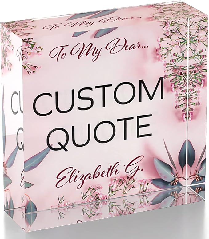 Custom Acrylic Sign Personalized, Custom Desk Name Plate, 18 Styles, (4"x4"), With Gift Box, USA Made by Acryluxe. (Glowing)