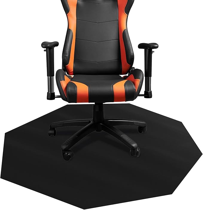 DESKU - Octagon Gaming Chair Mat, Computer and Office Chair Mat for Carpet, Black, 46 Inches x 49.5 Inches, Made in The USA