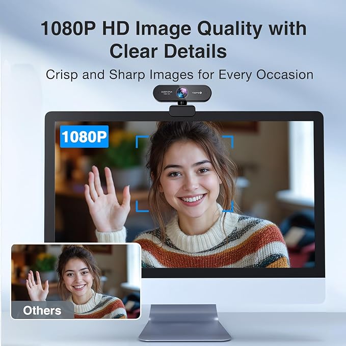1080P Webcam with Microphone, eMeet Nova AutoFocus HD Webcam, 96°View Web Camera w/ 2 De-Noise Mics for Laptop/Desktop, Plug & Play USB Streaming Computer Camera for Conference/Calling/Teaching/Gaming